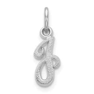 14k White Gold, Sadie Collection, Mini Satin Script Initial J Charm